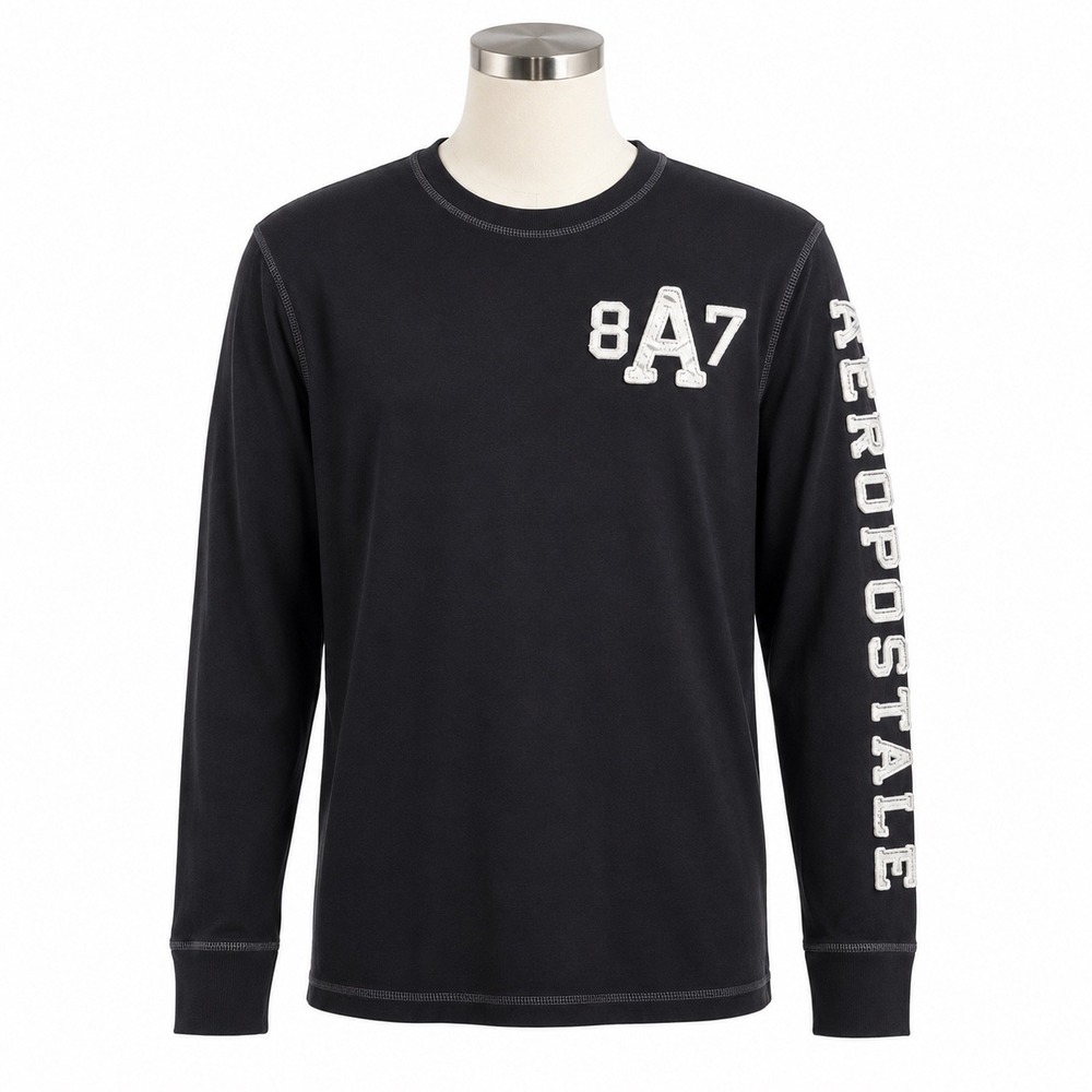 Aeropostale‎ 2001 Y2K Logo Shirt Grunge Long Sleeve Mens Medium Applique 87 Tee